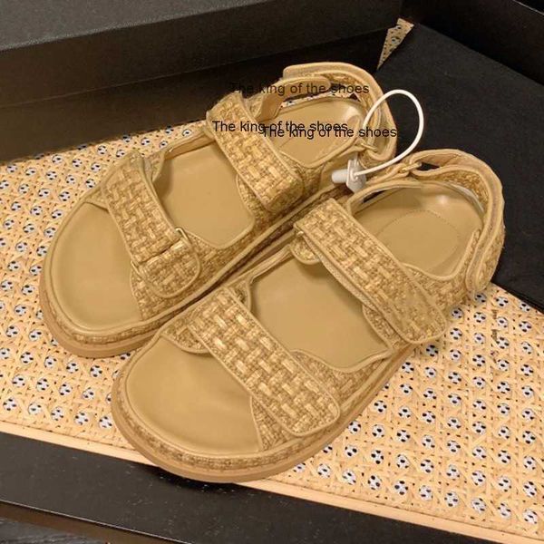 

slippers2023 design summer new style small fragrant style fitting flat shoes for women's versatile fashion casual thick soles elevated, Black