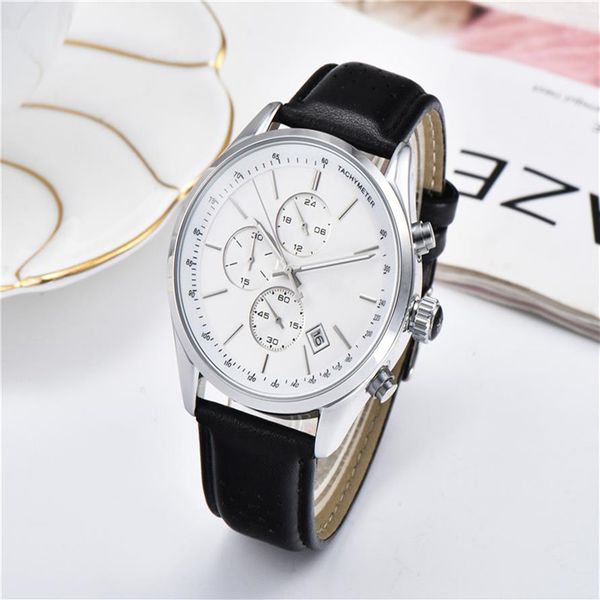 

men's watch boss all pointer features chronograph quartz watch leather strap men's casual satch monte lu207a, Slivery;brown
