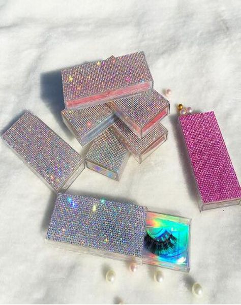 

glitter rhinestone lash case 3d mink eyelashes empty custom packaging box glitter rhinestone lashes cases without eyelash gga32206104813