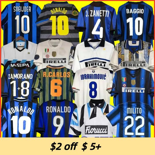 

Retro Soccer jerseys finals 2009 MILITO SNEIJDER ZANETTI Milan Eto'o Football 97 98 99 95 96 03 Djorkaeff Baggio ADRIANO 10 11 07 08 09 BATISTUTA Zamorano RONALDO InTErS, 97 98 away