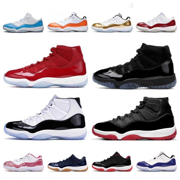 

11 11s basketball shoes jubilee 25th anniversary men women 11s og unc platinum cool grey bright cherry citrus gamma legend blue bred concord, Black