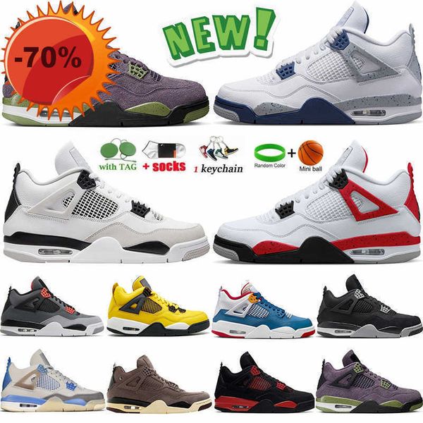 

jumpman outdoors 4 basketball shoes 4s military black canvas university red cement sail violet ore midnight navy tech white oreo
