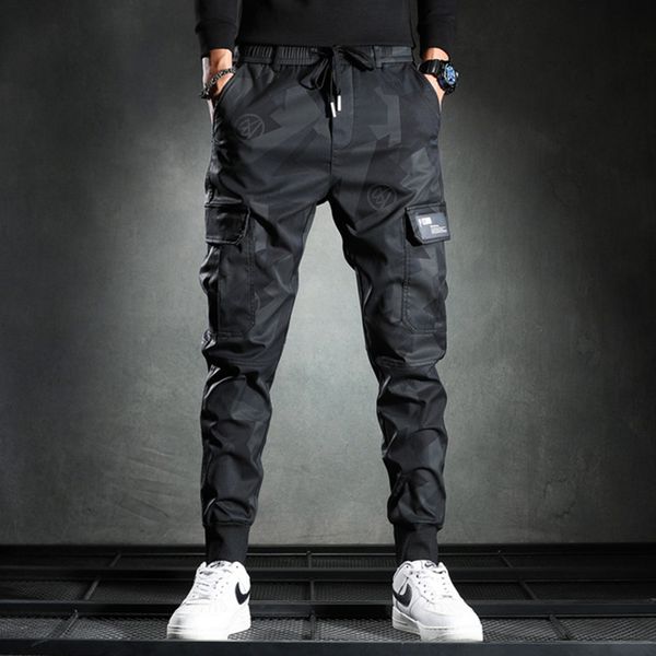 

men's pants brand men fashion streetwear casual camouflage jogger pants tactical military trousers men cargo pants for dropp 230320, Black