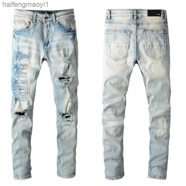 

new arrivals mens luxury designer denim jeans holes trousers jean coolguy biker pants man clothing #697, Blue