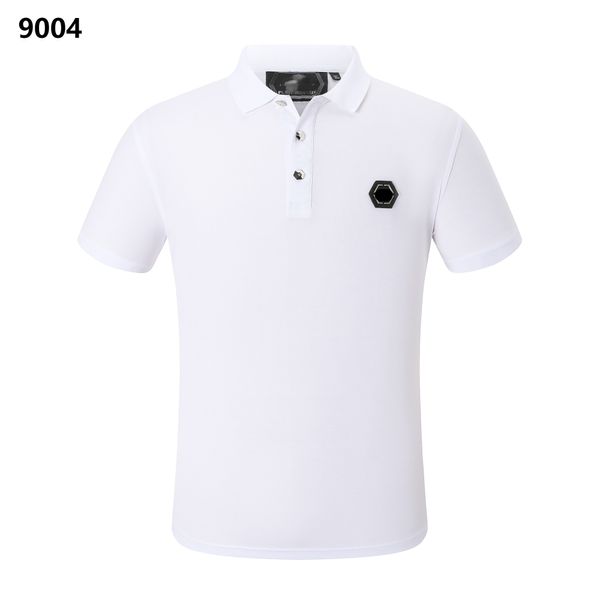 

pp designer men's tee new cotton crease resistant breathable t-shirt lapel commercial fashion casual print high-end polo short sleeve, White;black
