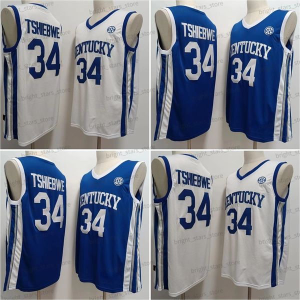 

ncaa oscar tshiebwe 34 jersey college kentucky basketball jerseys 2022 2023 new white blue, Black