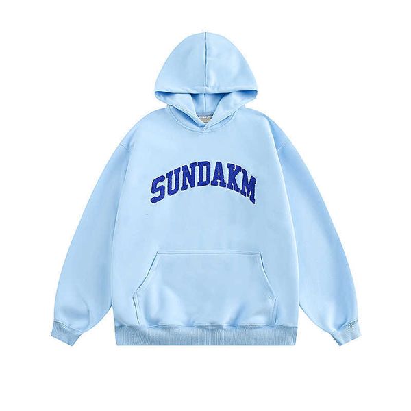 

men's hoodies yprs men's letter embroidery hooded solid patch pocket american personalized street fashion brand simple sweater, Black