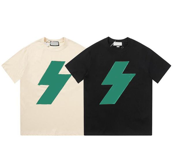

new fashion designer t shirts for men lightning letter printing mens women clothing original edition short sleeved shirt 100% cotton tee, White;black
