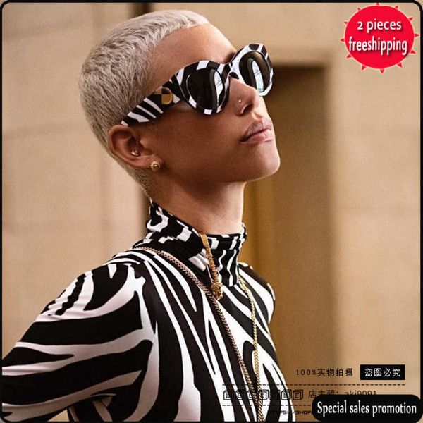 

brand design sunglasses 2023 personalized head round frame sunglass women's fashion matching ve4353 uv400 high quality, White;black