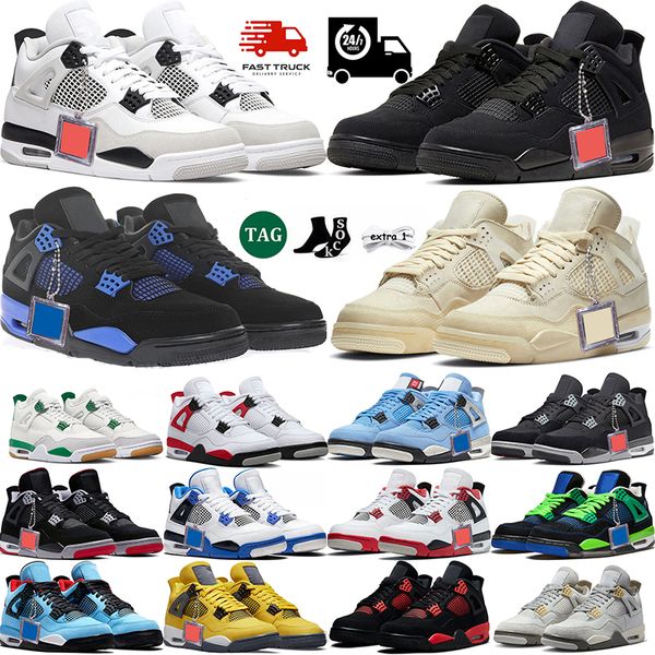 

4s pine green basketball shoes 4 tag for men women military black cat white oreo sail university blue red thunder midnight navy bred cool gr