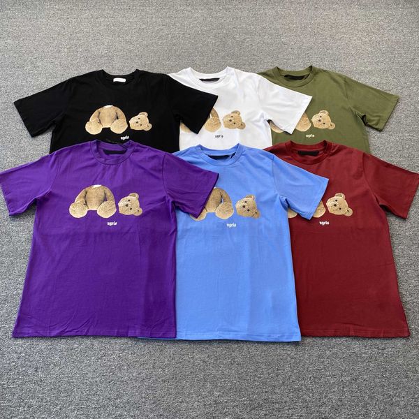 

designer palm broken head bear t-shirt broken head bear letters print t-shirts pure cotton palmangels summer casual short-sleeve size s-xl, White;black