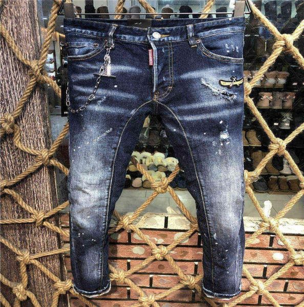 

fw20 new quality brand designer men denim cool guy jeans embroidery pants fashion holes trousers italy dsquare 2 dsquare 2 dsquare8031423, Blue