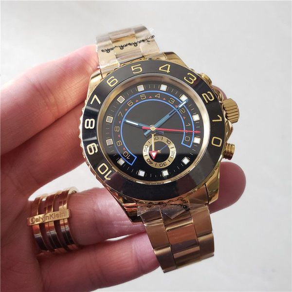 

luxury wristwatches yacht masters mechanical watch stainless steel silicone band luminous reloj clock sports automatic mens luxury watches d, Slivery;brown