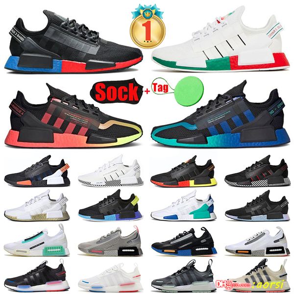 

nmd r1 v2 v3 mens running shoes white speckled dazzle camo core black gradient neon aqua tones mexico city munich olive japan white women tr