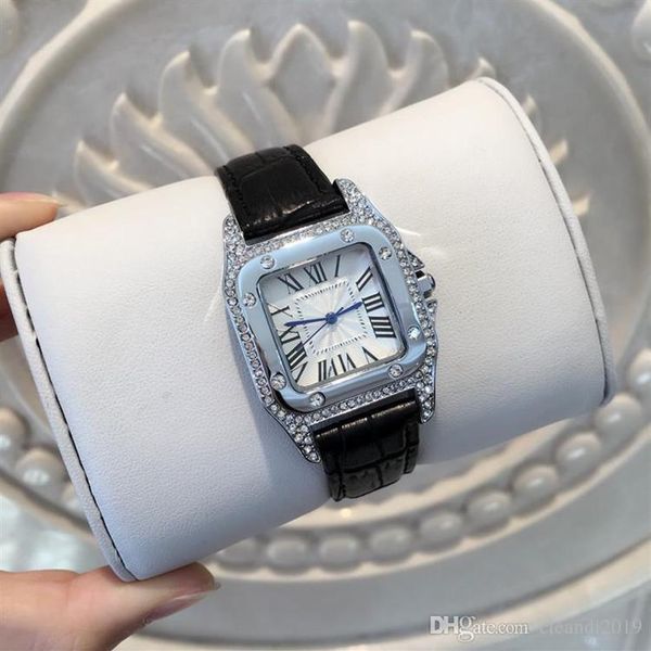 

nice model fashion lady special watch genuine leather causal women watch diamond wristwatches luxury female clock drop182l, Slivery;brown