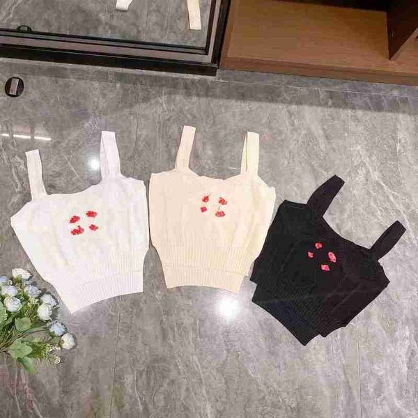 

women's knits & tees designer spring/summer 2023 casual fashion short letter embroidery small fragrance korean slim fit strap knit tank, White