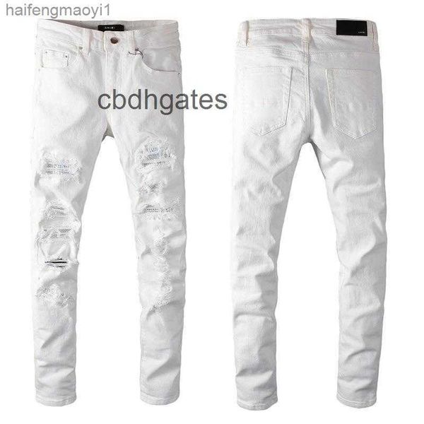 

high fashion amirs studded jean amiris 625 white jeans street hole designer men's patch mens elastic slim hgx x8fn, Blue