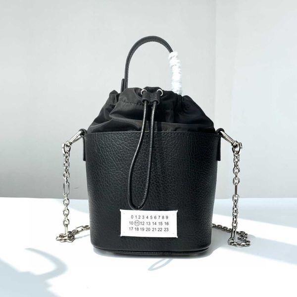 

niche margiela margiela style design mm6 bucket wrap layer cowhide belt mouth portable messenger chain shoulder bag