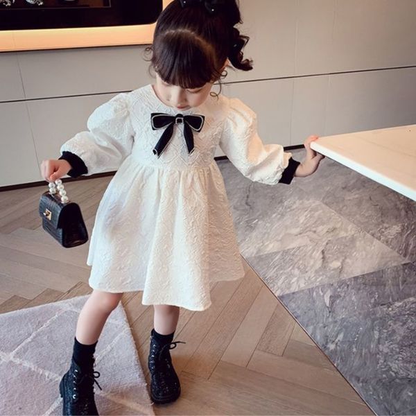 

girl's dresses spring autumn kids dresses princess christmas wedding lace dress bowknot long sleeves children's party pageant dres, Red;yellow