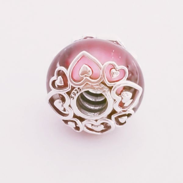 

reveal your love pink glass charm 925 silver pandoraer charms for bracelets diy jewelry making kits loose bead silver enamel & clear, Black