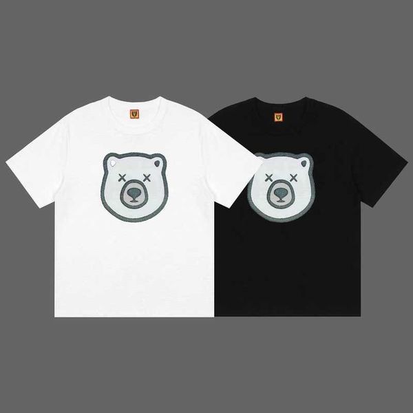 

designer t shirts human makes luxury made2022 co-brand bear head printing slub cotton round neck loose men and women short-sleeved t-shirt, White;black