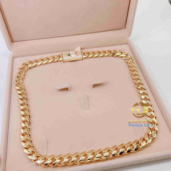 

12mm width new design sterling silver 925 solid chain vvs moissanite clasp miami cuban link chain
