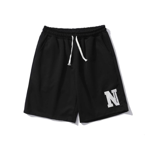 

men's shorts simple letter embroidered sports shorts men's summer fashion loose wide leg casual versatile capris, White;black