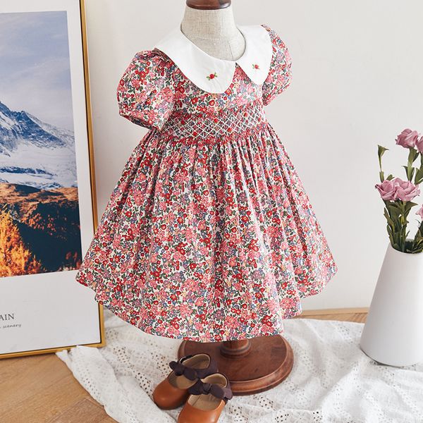 

girl's dresses infant girl smocked floral dress baby smock frocks children spanish boutique clothes baby girl spain hand made smocking, Red;yellow