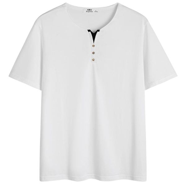 

t-shirts men's t shirts enjeolon shirt men summer short sleeved v-neck cotton button solid casual fashion male tee plus size 3xl t88351, White;black