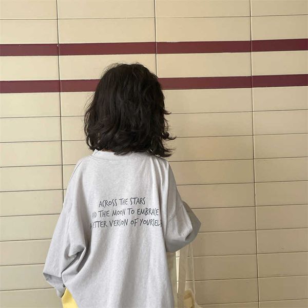 

t-shirts children clothing 2023 spring korean style boys and girls back printed letter t shirt children long sleeved crewneck simple w0317, Blue