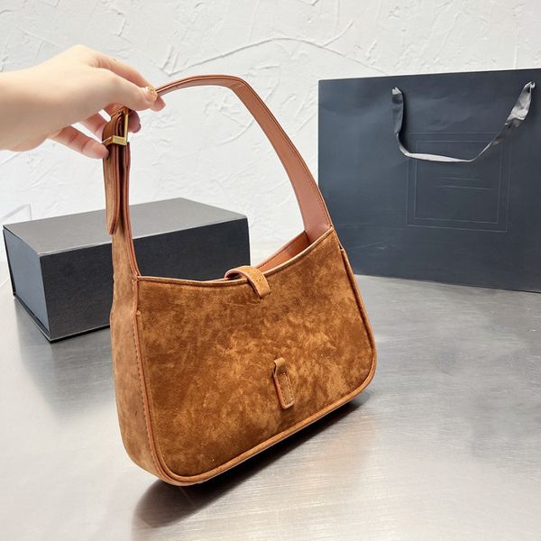 

women's shoulder bag fashion underarm bag suede design metal logo mini handbag