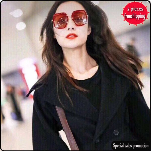

brand design sunglasses g family sunglass women's fashion polygon nini ins net red same year of the limited edition gg0106s, White;black