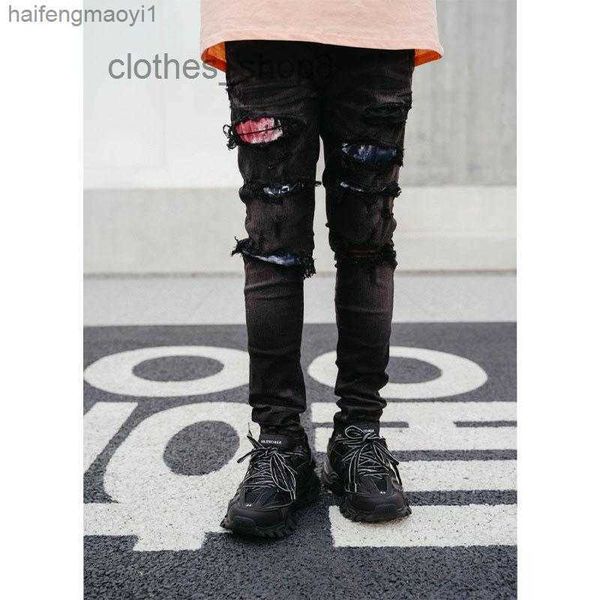 

street amirs amiris brand jeans mens jeans designer jean ch original single high fashion brand washing water black hole cashew nut flow rdp, Blue
