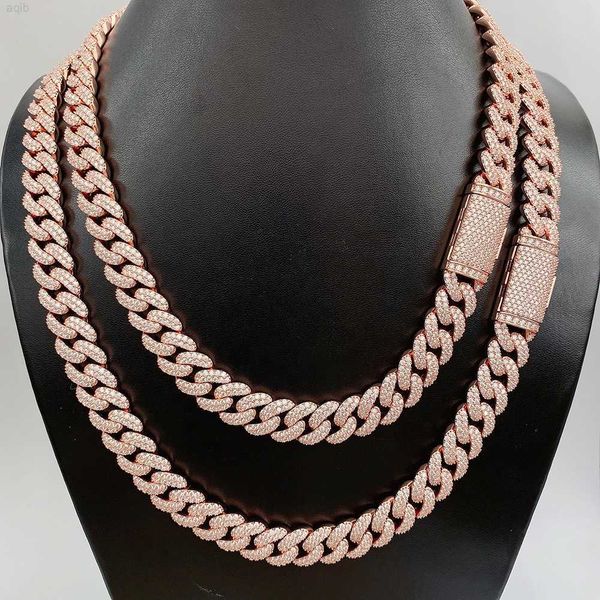 

luxury customized jewelry hip hop moon double rows 13mm vvs diamond silver moissanite cuban link chain