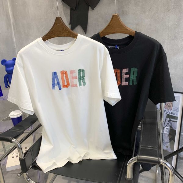 

men's t-shirts ader fashion brand classic large stereo colorful letter embroidery t-shirt couple versatile short sleeve, White;black