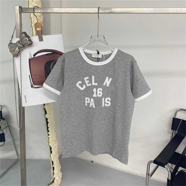 

80% off factory outlet online home summer new light gray splicing paste cloth embroidered short sleeve t-shirt loose round neck for women, White