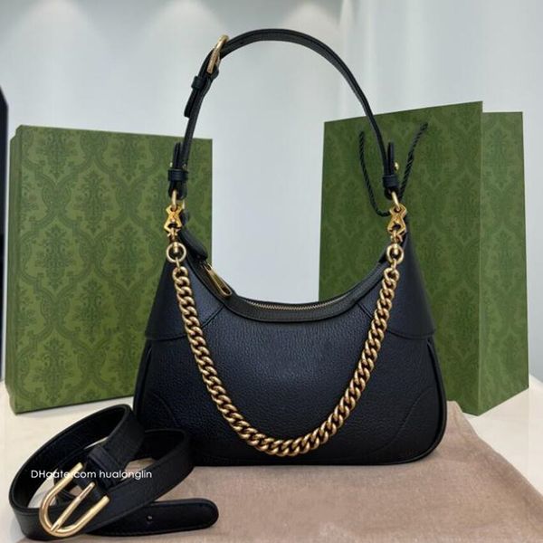 

designer genuine leather woman bag hobo shoulder bags handbag original box with strap and chain zipper wholesale