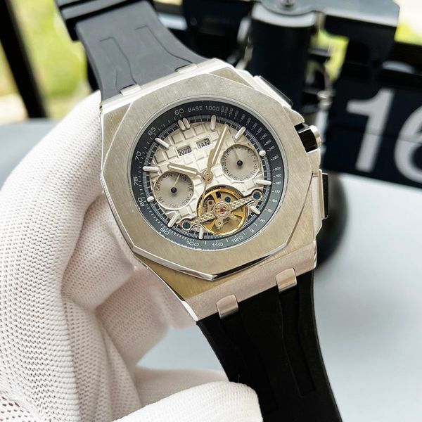 

watch mens watches automatic mechanical watch watch wristwatch 42mm soft rubber strap waterproof orologio di lusso multiple colours wristwat, Slivery;brown