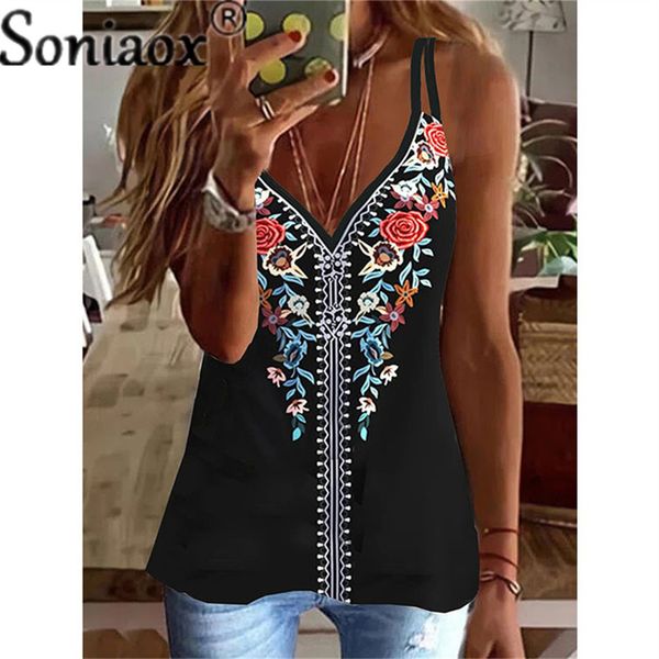 

women's tanks camis suspenders v neck patchwork blouse tank summer women sleeveless loose casual ethnic style print vest tshirt larges, White