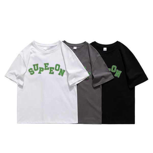 

men's t-shirts crew neck short sleeve t-shirt men's summer cotton half sleeve youth trend sports letter print t-shirt, White;black
