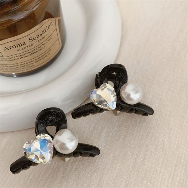 

woman pearl small black hair claws elegant simplicity princess head hair clips hairpins side clip barrette hair accessories, Slivery;white