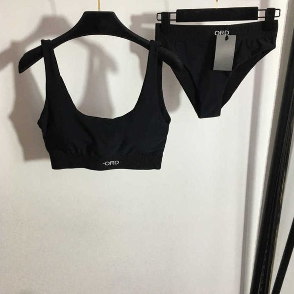 

23ss brand designer women two-piece swimsuit set new bikini simple letter webbing closed waist suspender vest briefs suit womens clothing a1, Gray