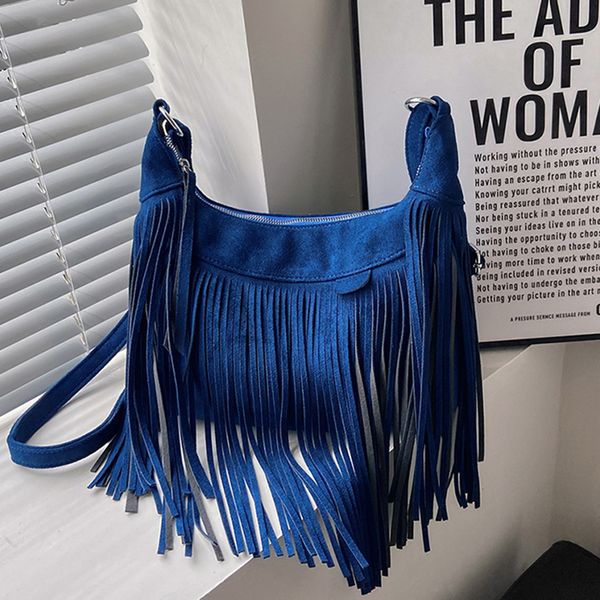 

evening bags luxury party shoulder side bag fashion suede tassel small crossbody for women winter designer punk style handbags purses 230320