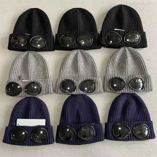 

designer two lens glasses goggles beanies men knitted hats skull caps outdoor women uniewinter beanie black grey bonnet, Blue;gray