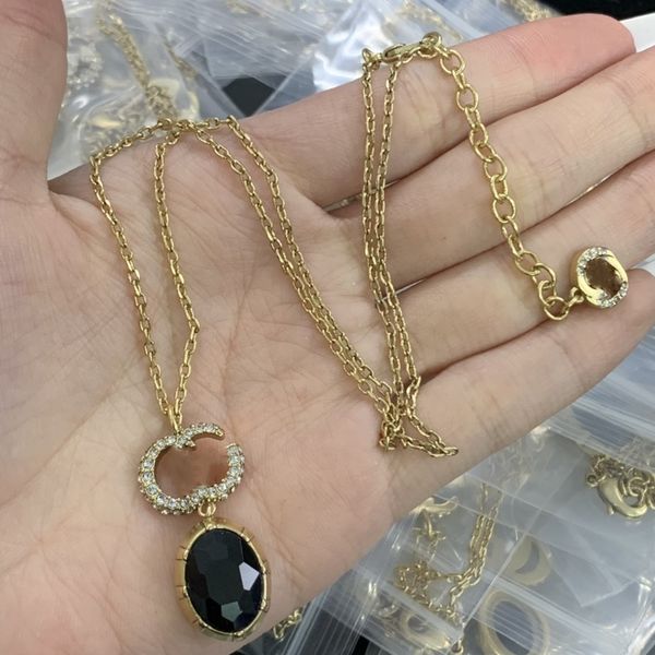 

strands strings 20 style luxury designer letter g pendant necklaces pearl rhinestone ggity for women wedding party jewelry accessories, Black