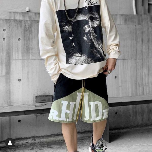 

men's shorts rhude american shorts men's quarters basketball pants high street relaxed sports training tide street summer, White;black