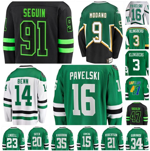 

2022 tyler seguin hockey jerseys jamie benn miro heiskanen jason robertson joe pavelski roope hintz john klingberg lindell custom stitched m, Black;red