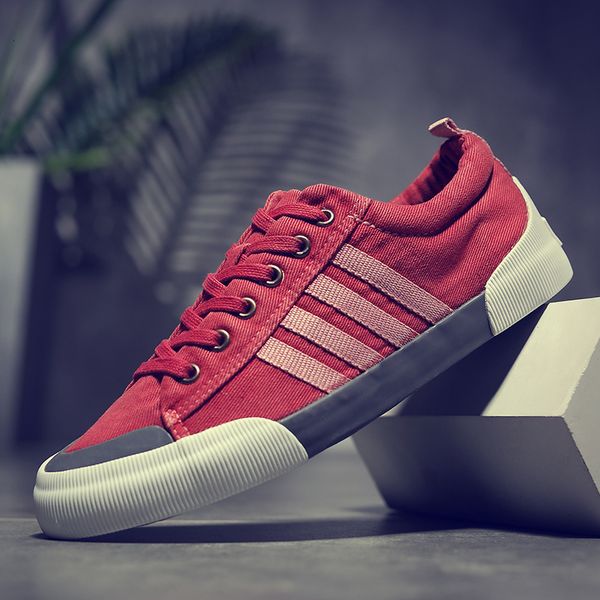 

dress shoes vintage men canvas lace-up casual flat fashion solid color vulcanized autumn breathable sneakers 230320, Black