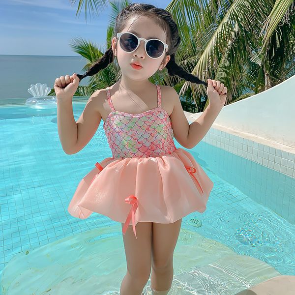 

girls mermaid baby beach one-piece swimsuits fashion summer children bowknot princess swimming kids spa beach swimwear s2178, Black