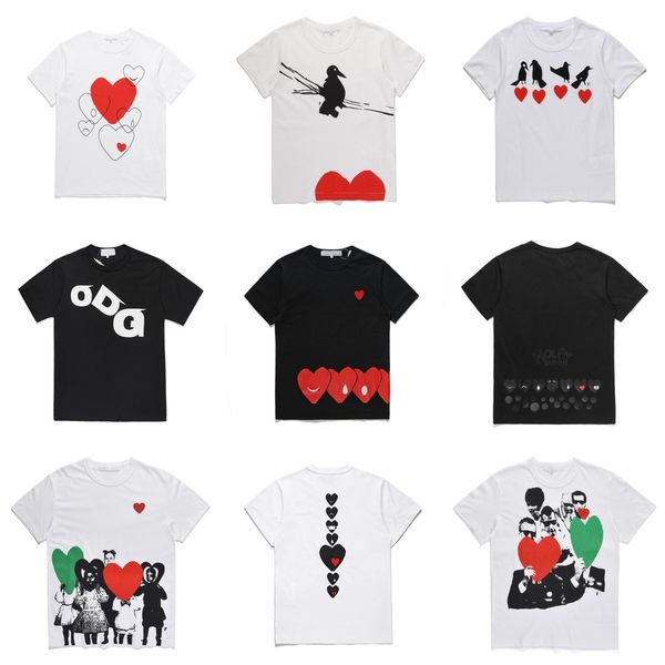 

famous designer t shirt red love hear tees mens womens fashion play couple tshirt casual short sleeve summer t-shirts streetwear hip-hop pr, Black